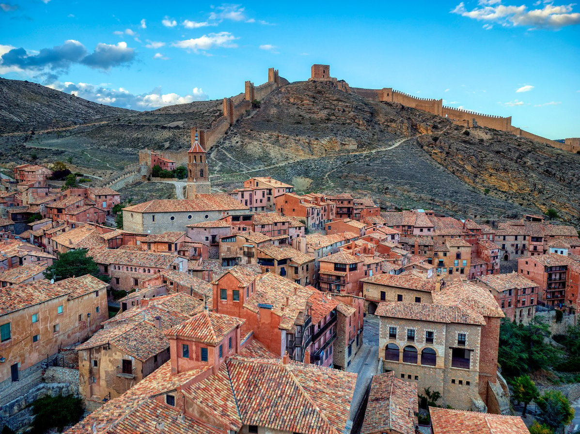 Views of Albarracin with its cathedral, Teruel, Spain.